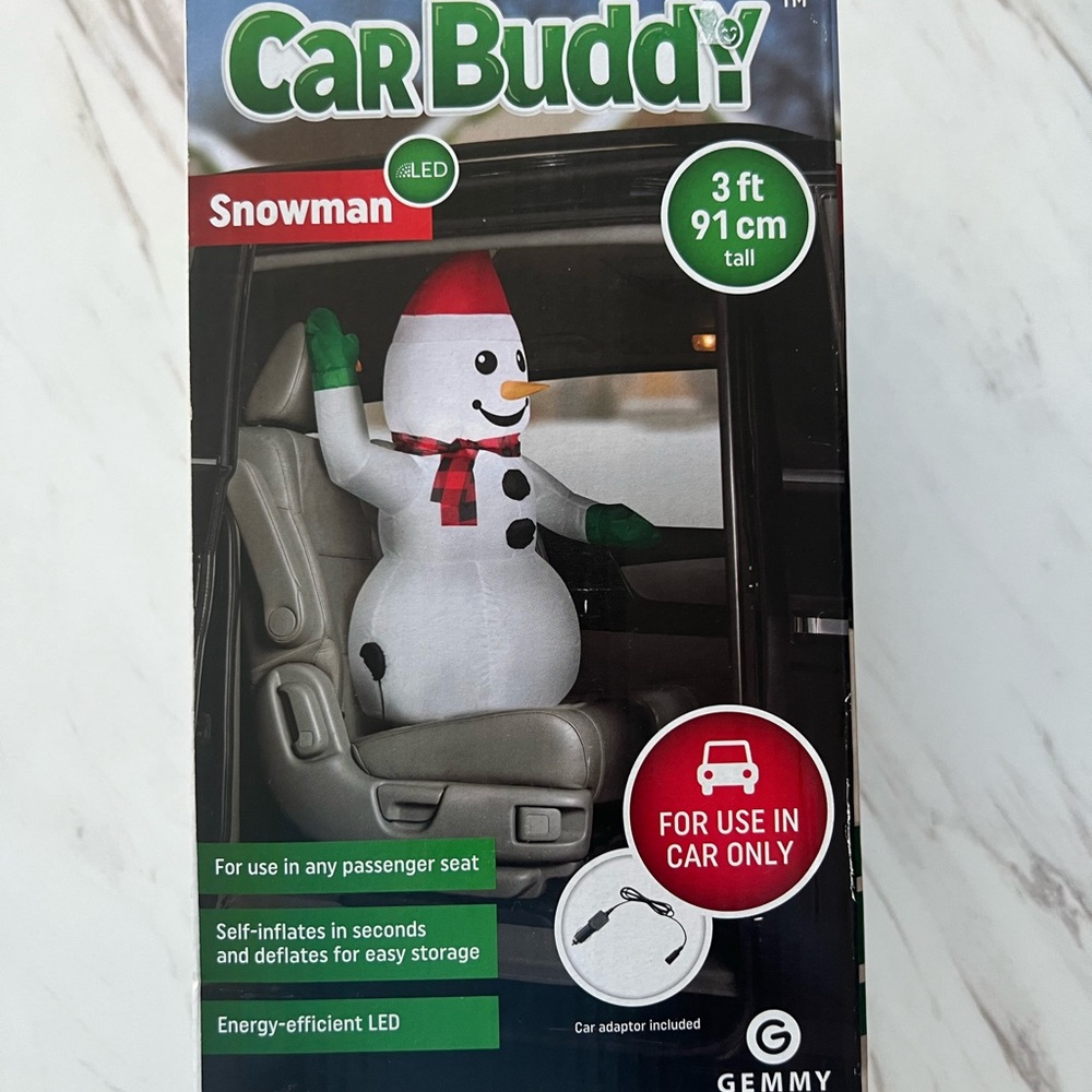 Gemmy AIRBLOWN CARBUDDY SNOWMAN 36" inch holiday inflatable LED Self-inflates